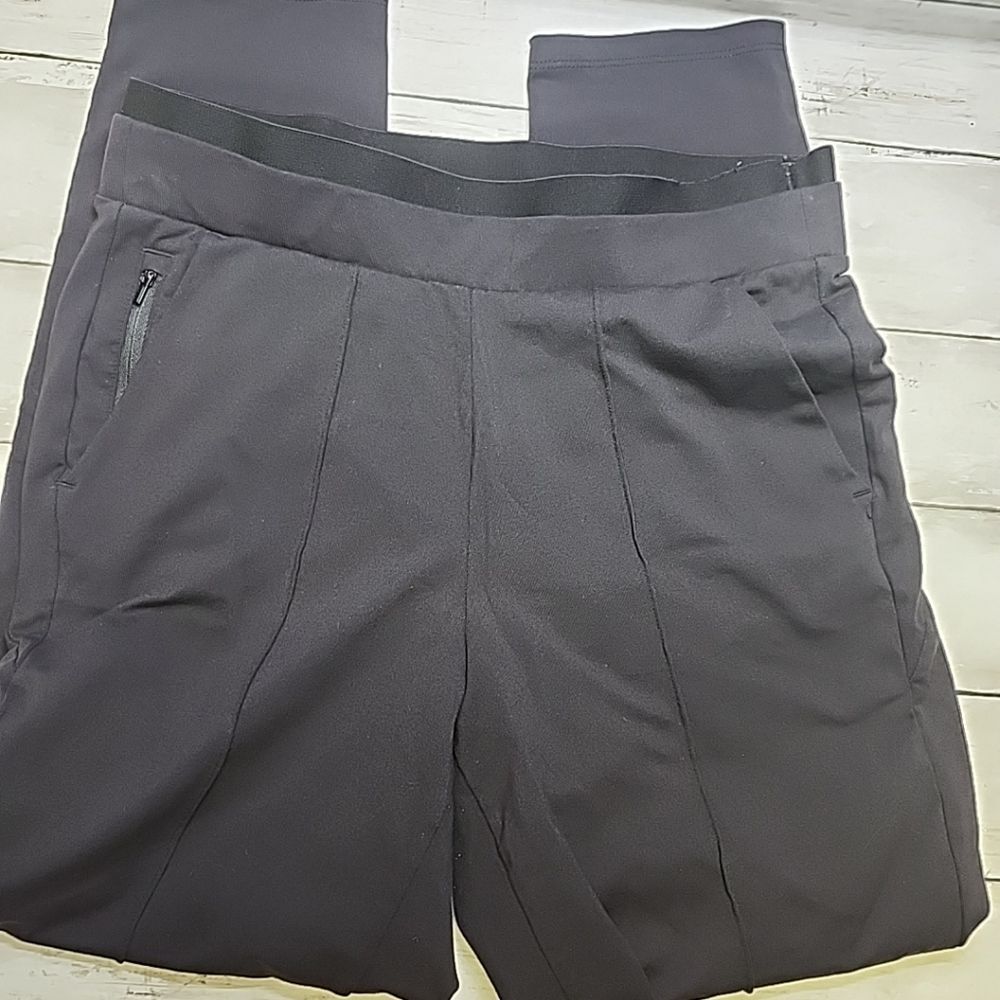 Athleta Venice Pintuck High Waisted Ankle Pants Pull-On Work Casual Black XS